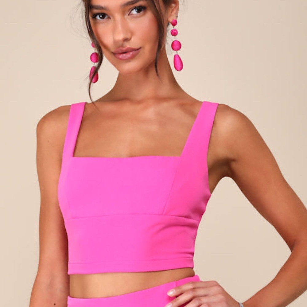 Lulus Exceptionally Styled Hot Pink Lace-up Two-piece Skort Romper - Size S